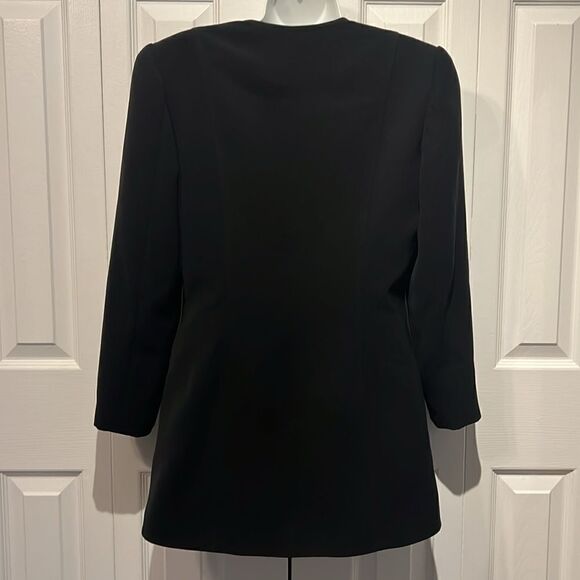 Wayne Clark Black Lined Half Zip Blazer Size 10 - Picture 7 of 12